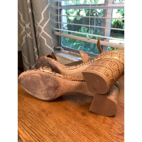 Alexandre Birman Clarita Beige Nude Croc Block Heel Sandal Ankle Wrap 40.5  9.5 - Picture 9 of 9